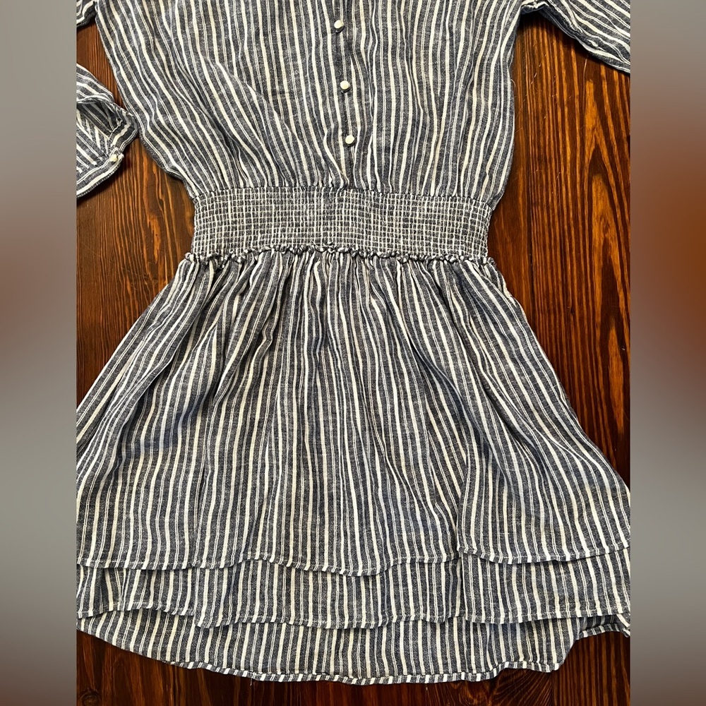 Rails Jasmine Tibet Striped Linen Smocked Dress L… - image 5